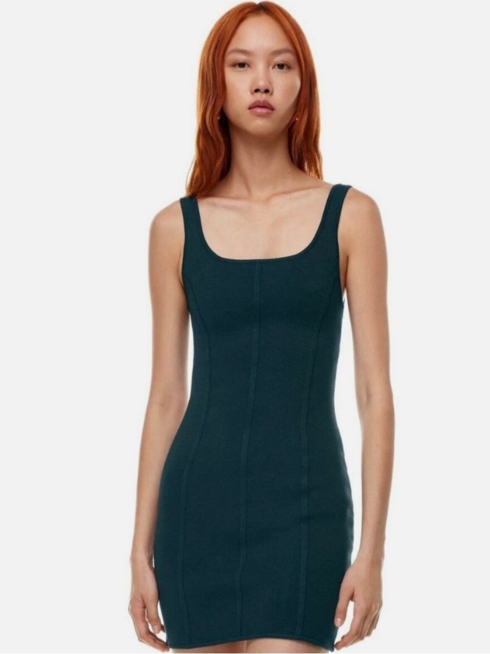 Babaton Aritzia Sculpt Knit Dark Blue Tank Dress